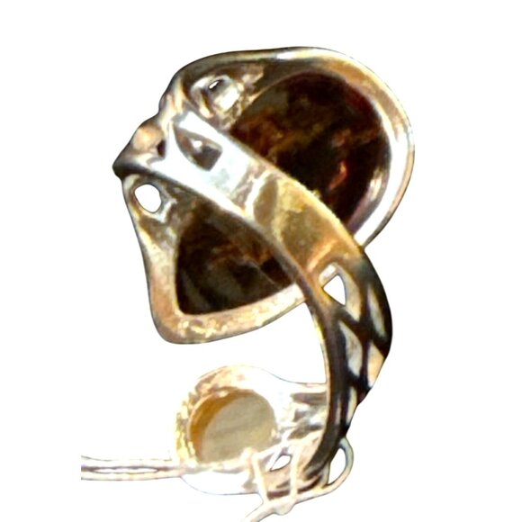 New Two Stone Baltic Amber Sterling Silver Adjustable Ring Unisex and Unique! - Picture 7 of 11